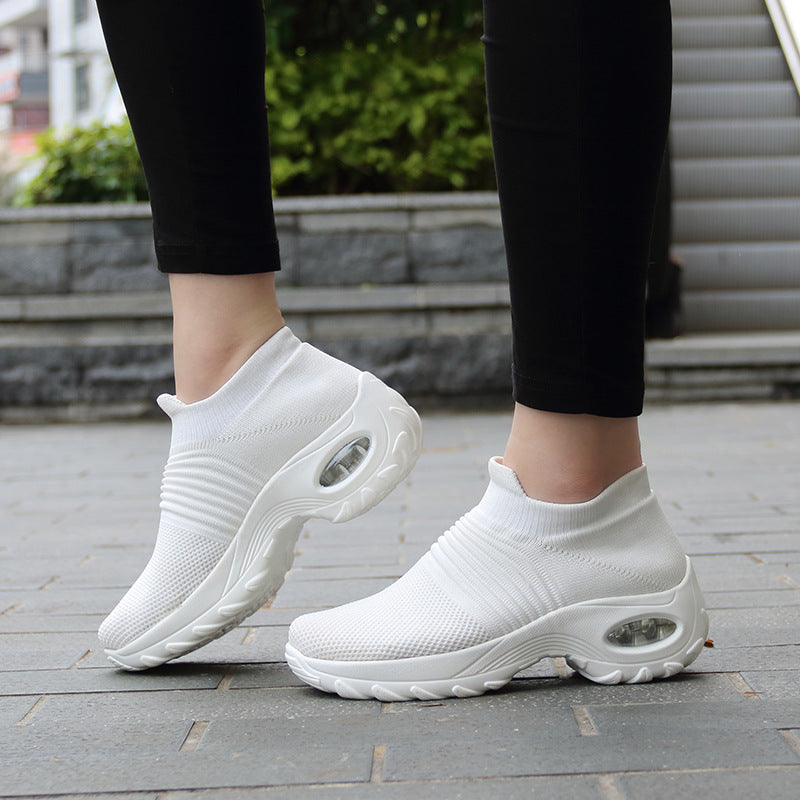 Air Cushion Fly-knit Sneakers Slip-on Shoes Fashion Rocking Shoes Casual Shoes Sock Shoes
